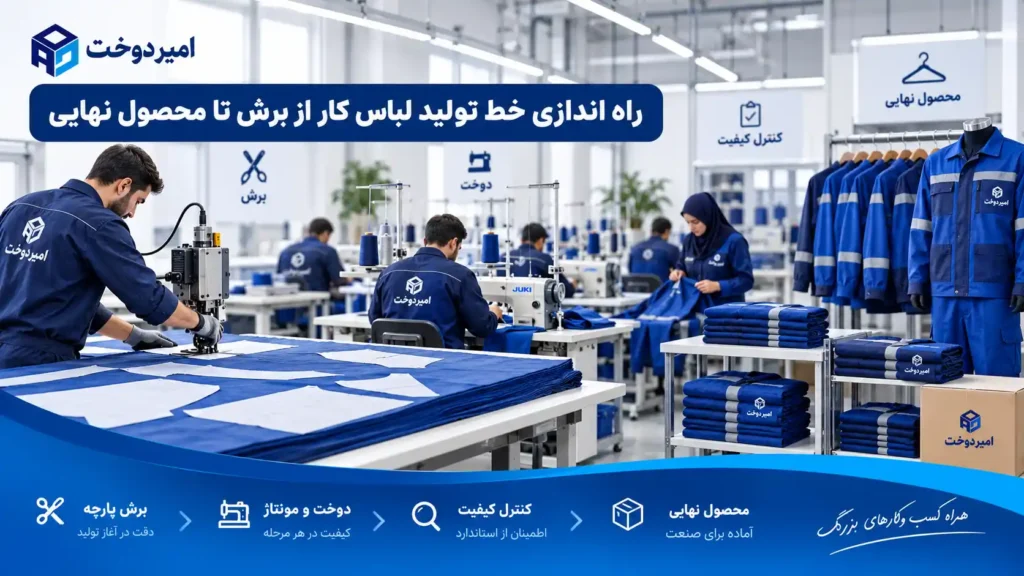 راه اندازی خط تولید لباس کار از برش تا محصول نهایی